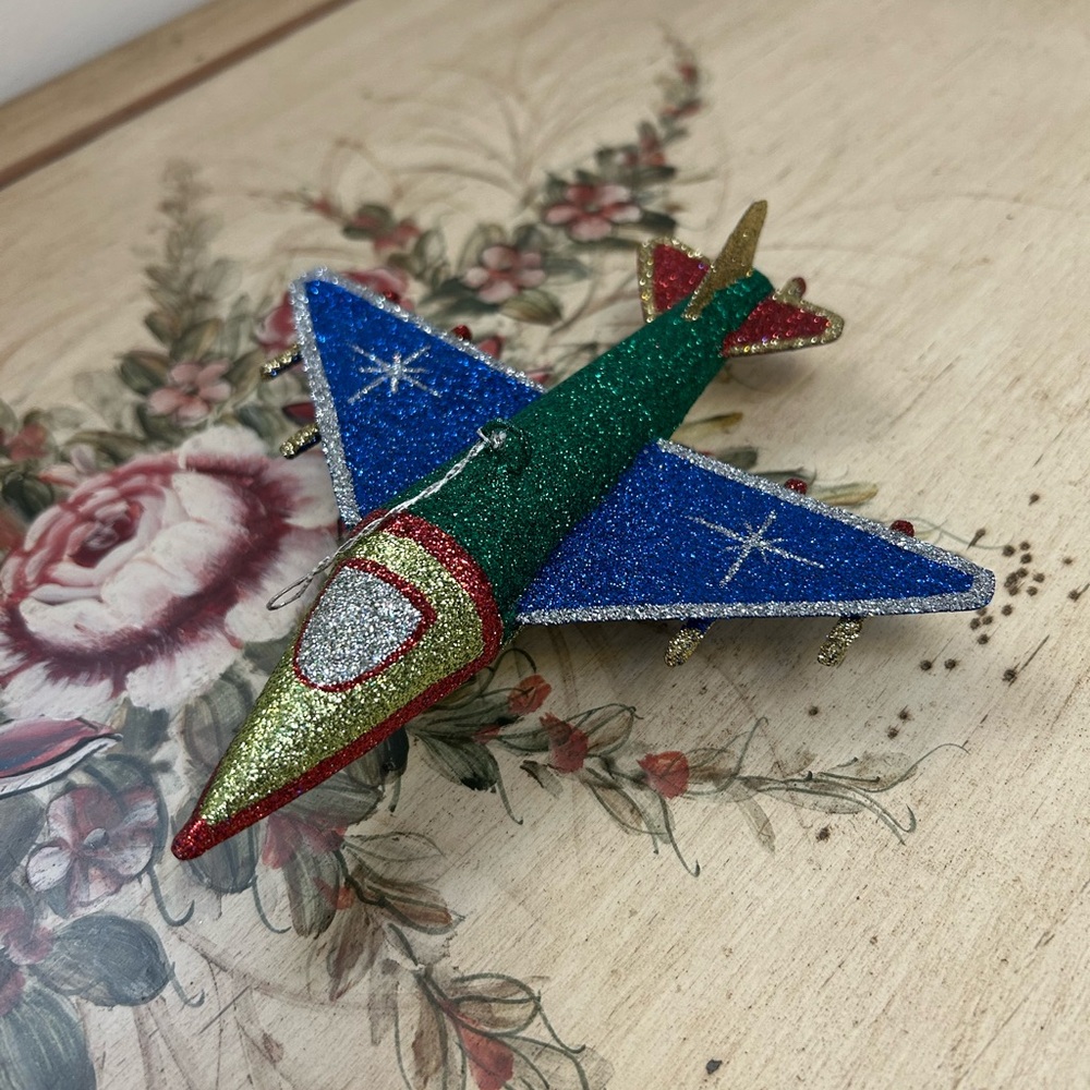 Multi-Color Glitter Airplane Ornament